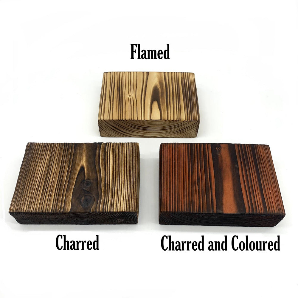 Special charred and coloured scaffold boards for a unique artistic effect