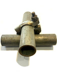 Metal pole joining holder for two beams