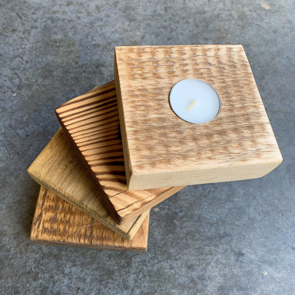 Square Candle Holder in Reclaimed Wood