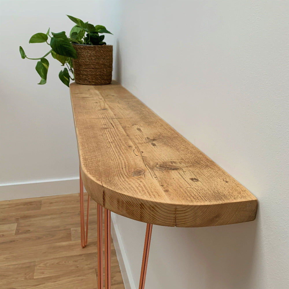 Console table from the Scaff Shop made from aged wood