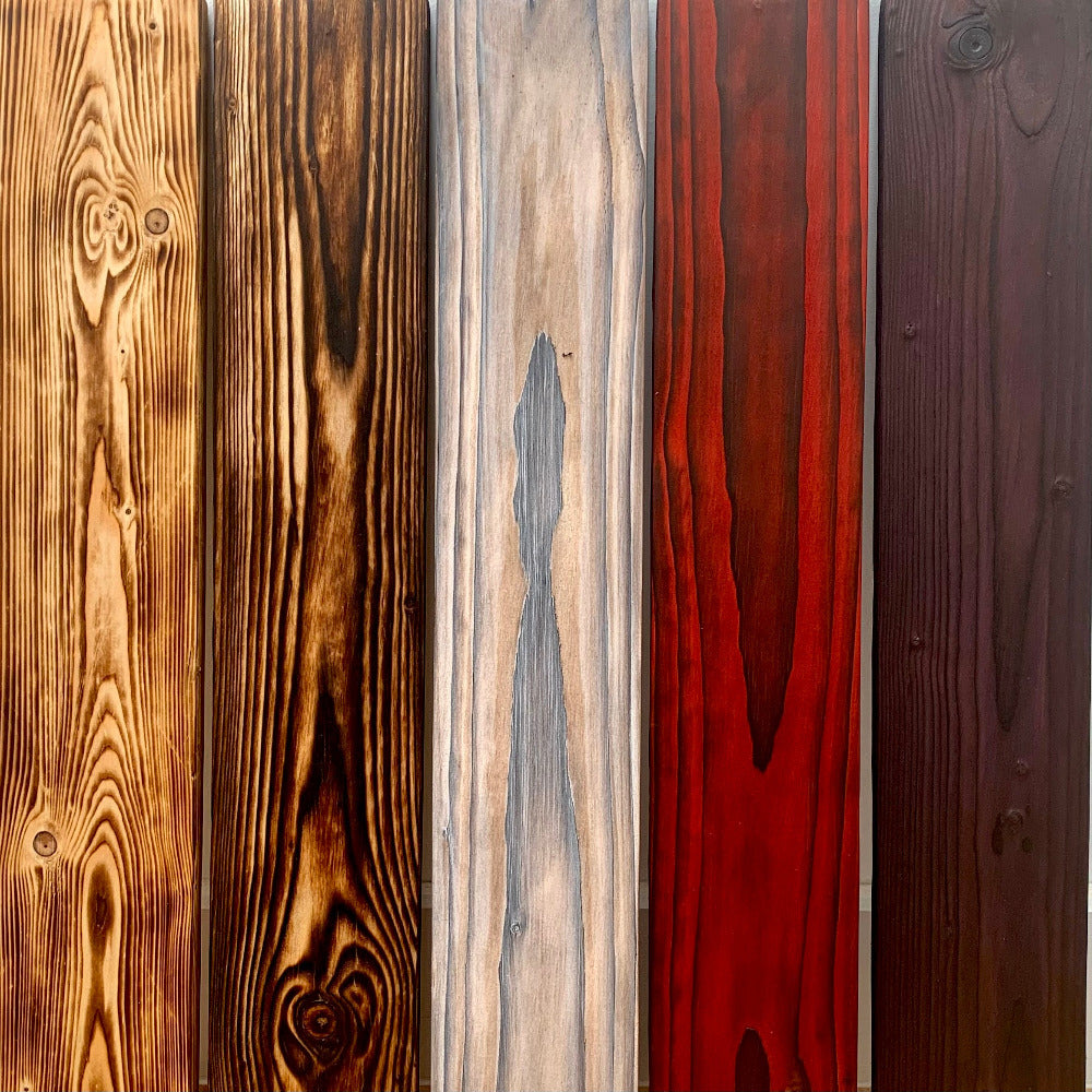 Pallet wood in all sorts of finishes and stains, ideal for cladding