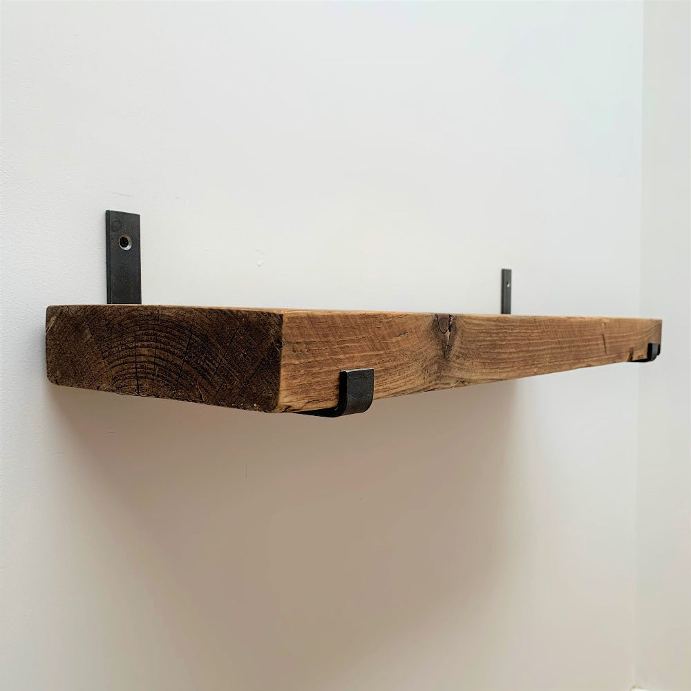Thick and sturdy scaffold shelf hanging from wall