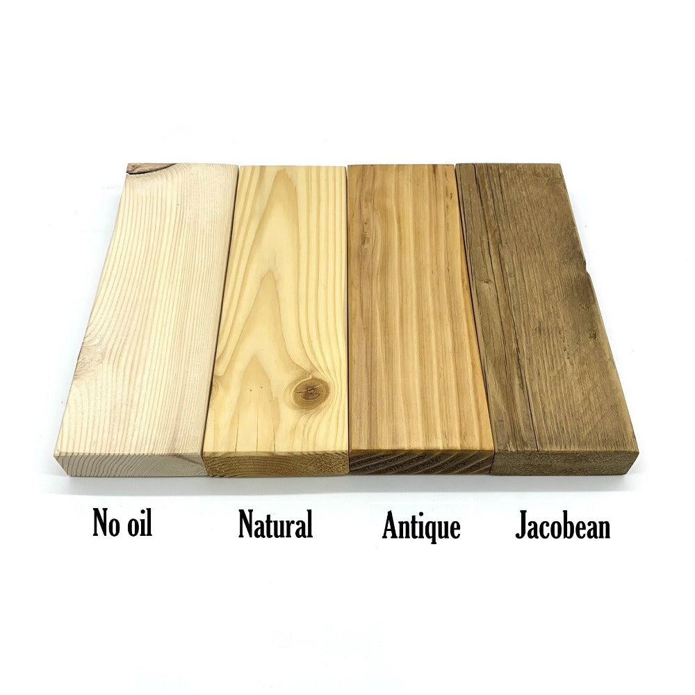 Oil options for new scaffold board cladding, in natural, antique, or jacobean