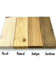 Oil options for new scaffold board cladding, in natural, antique, or jacobean