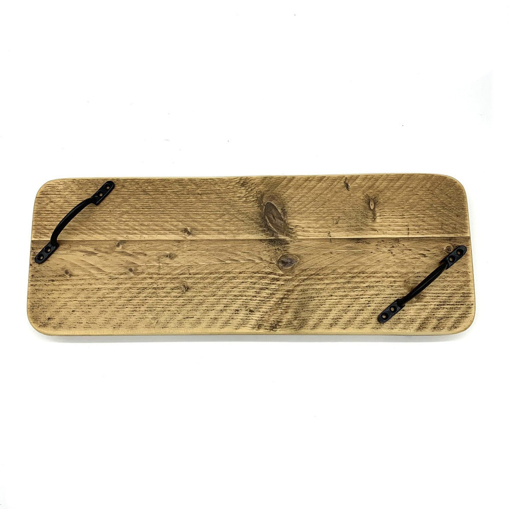 Reclaimed timber serving board with handles