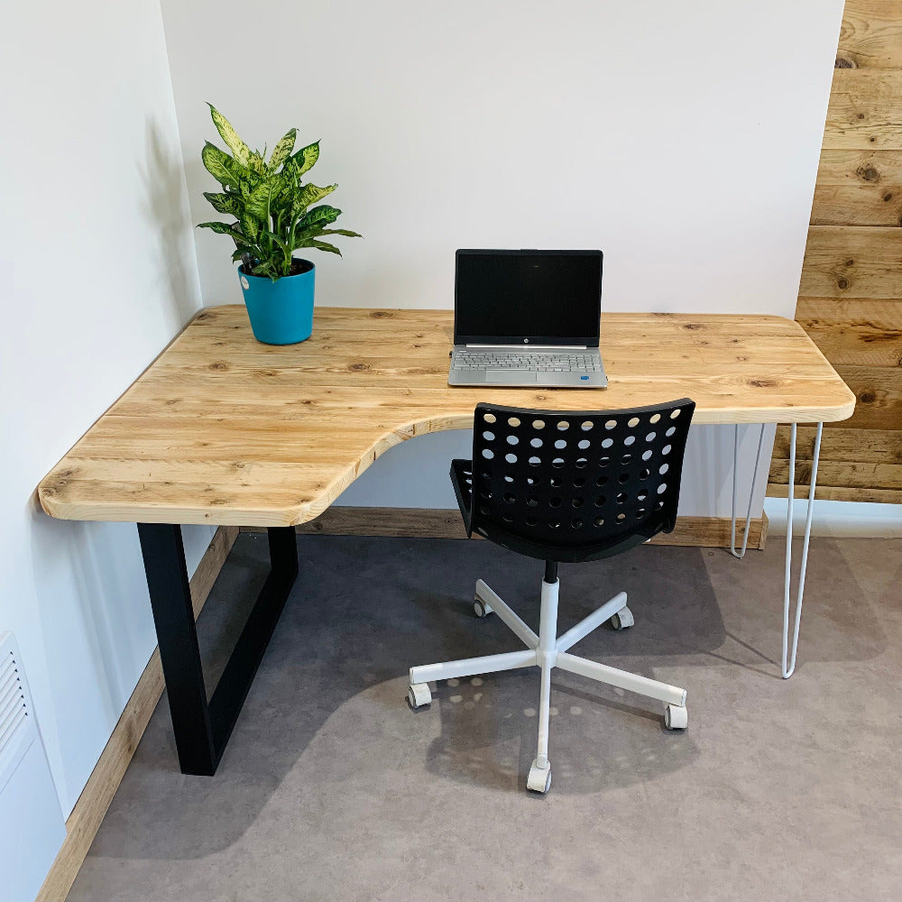 Left handed Corner Desk made from reclaimed scaffold boards