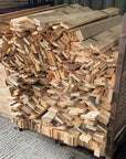 Pallet wood in a stack, ready for The Scaff Shop customers