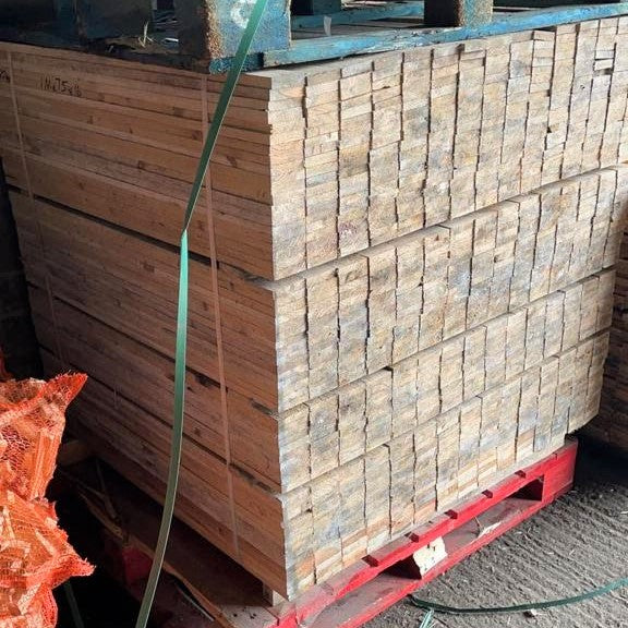 Pallet wood neatly stacked, bulk orders available