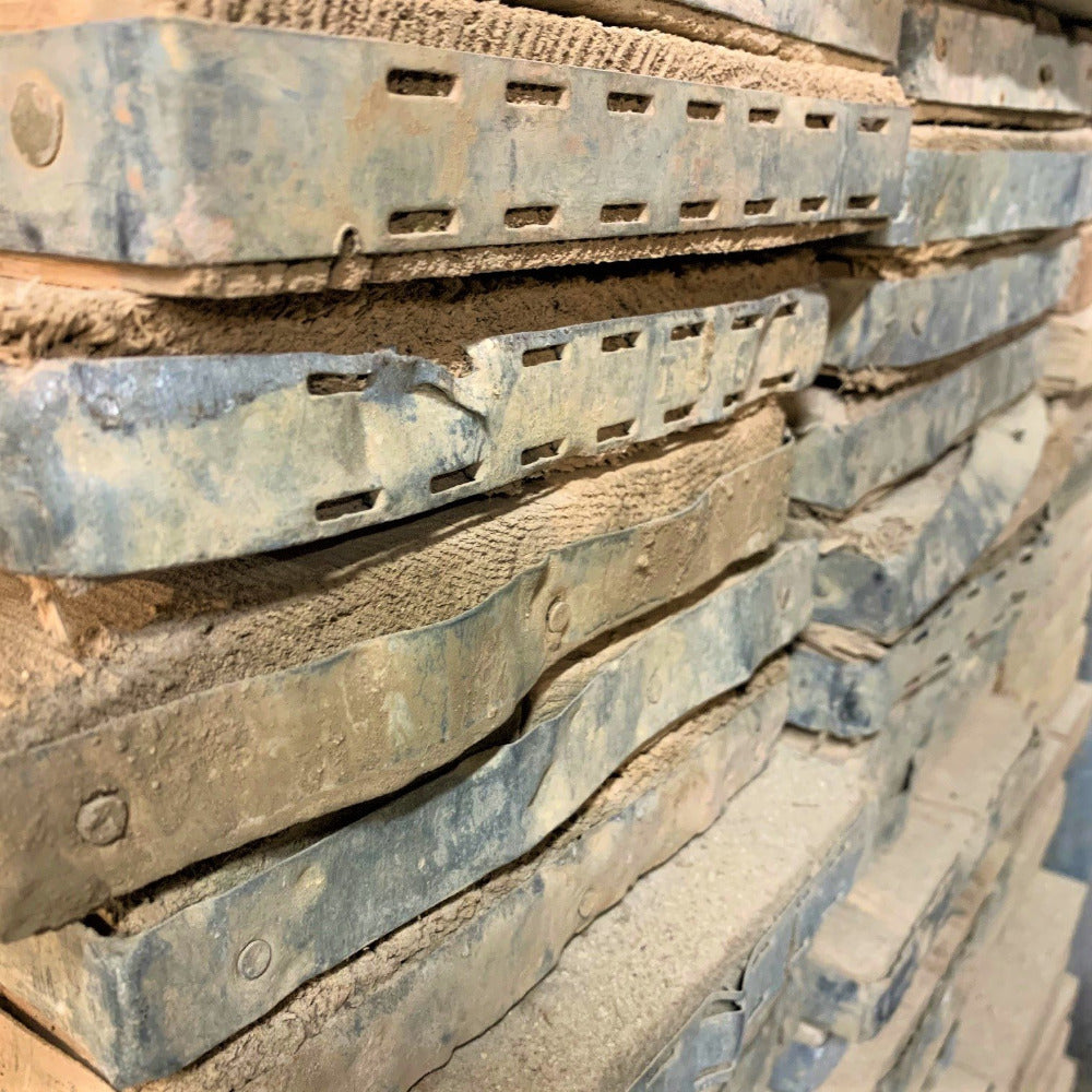 Reclaimed scaffold boards with end bands