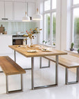 Scaffold Table Industrial Legs in dining room with benches