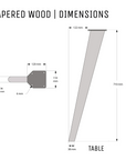 Dimensions diagram for tapered wood legs