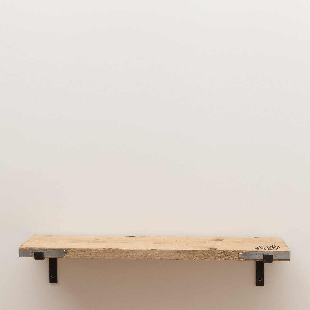 Rustic chunky shelf made from unsanded reclaimed scaffold board